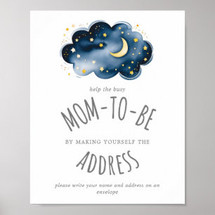 Moon and Stars Shower Address a Envelope Sign Poster