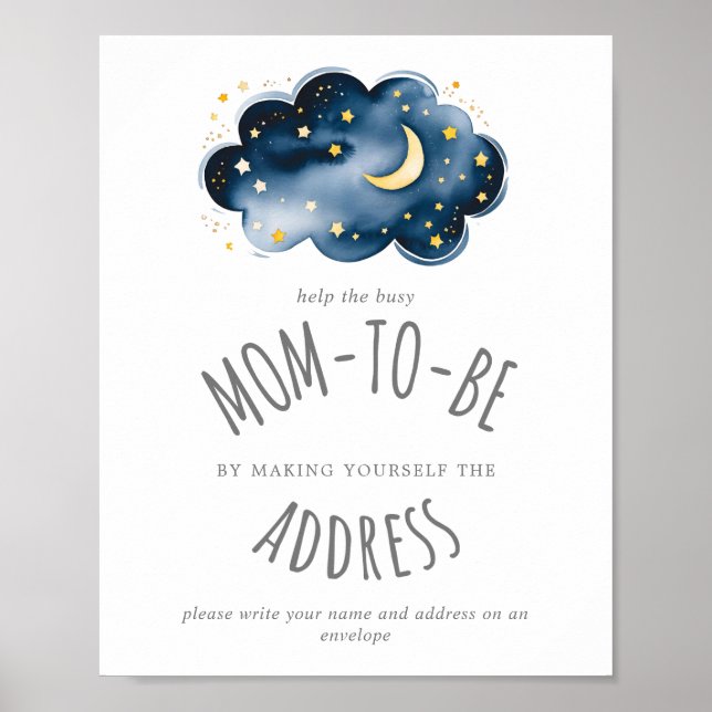 Moon and Stars Shower Address a Envelope Sign Poster (Vorne)