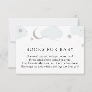 Moon and Stars Silver Books for Baby insert card RSVP Karte