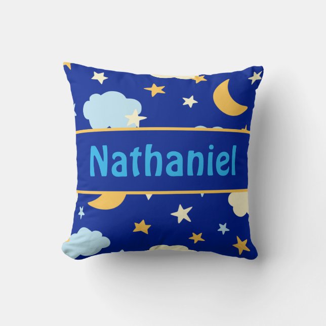 Moon and Stars Throw Kissen (Vorderseite)