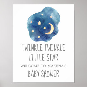Moon and Stars Twinkle Twinkle Little Star Willkom Poster