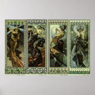 Moon and Stars von Alphonse Mucha Poster