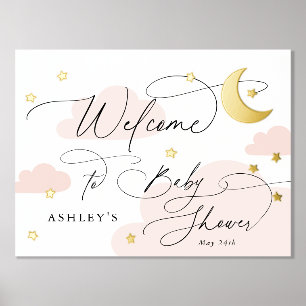 Moon and Stars Wolken Pink Begrüßungsdusche Baby Foliendrucke