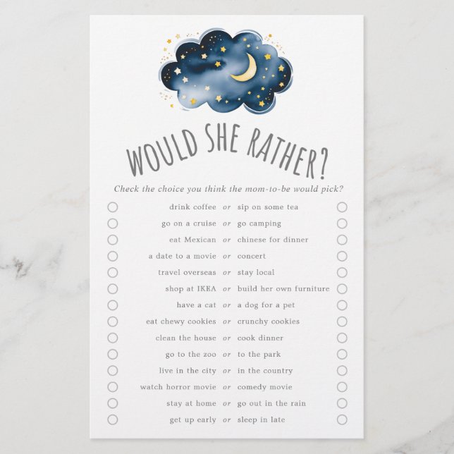 Moon and Stars würde sie eher Trivia spielen Flyer (Vorne)