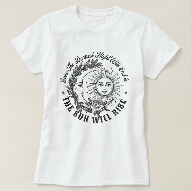 Moon and Sun Face Line Art T - Shirt - Celestial S (Design vorne)