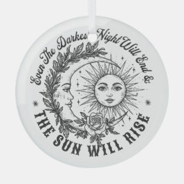 Moon and Sun Face Line Art T - Shirt - Celestial S Ornament Aus Glas