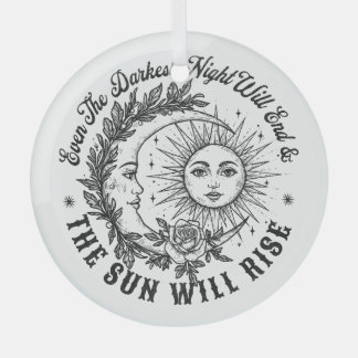 Moon and Sun Face Line Art T - Shirt - Celestial S Ornament Aus Glas