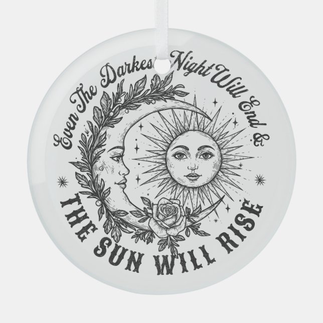 Moon and Sun Face Line Art T - Shirt - Celestial S Ornament Aus Glas (Vorderseite)