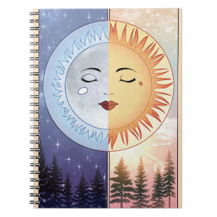 Moon and Sun Retro der modernen Schule Notizblock