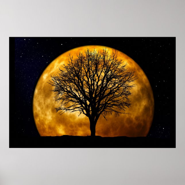 Moon and Tree Poster benutzerdefinierbar (Vorne)