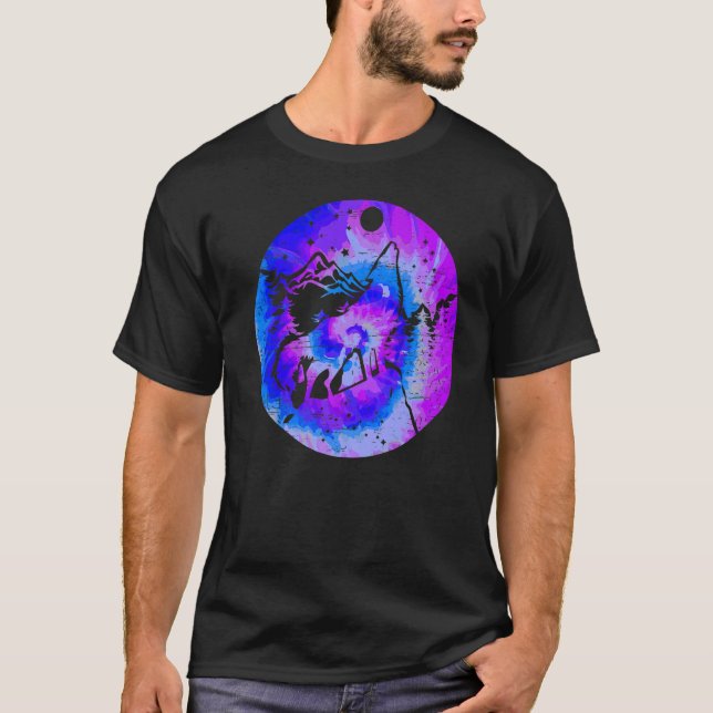 Moon and Wolf Wolves Wildtiere T-Shirt (Vorderseite)