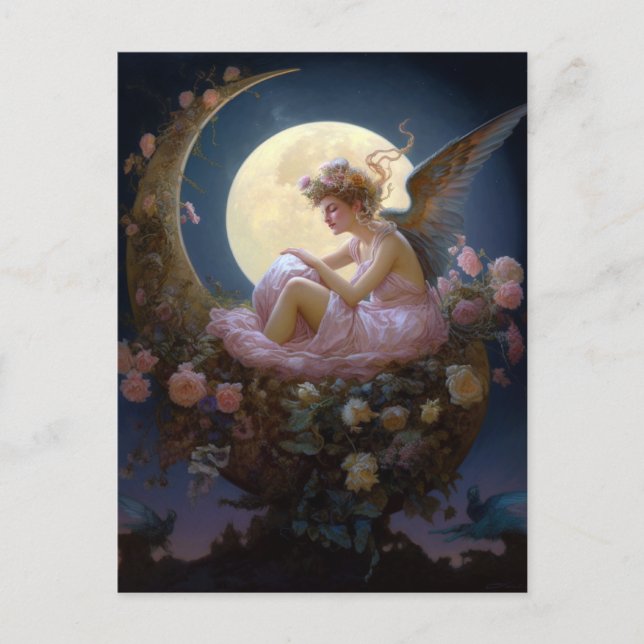 Moon Angel Fantasy Art Postkarte (Vorderseite)
