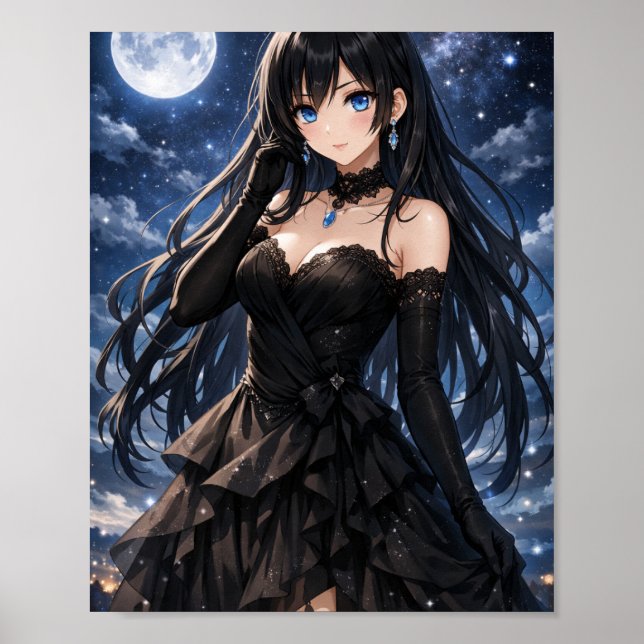 Moon anime queen in black dress poster (Vorne)