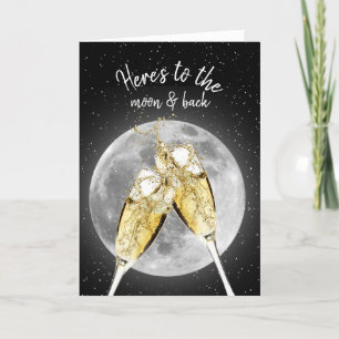 Moon Anniversary Champagne Toast Card Karte