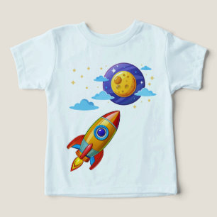 Moon Astronaut Rocket Ship Kids T - Shirt
