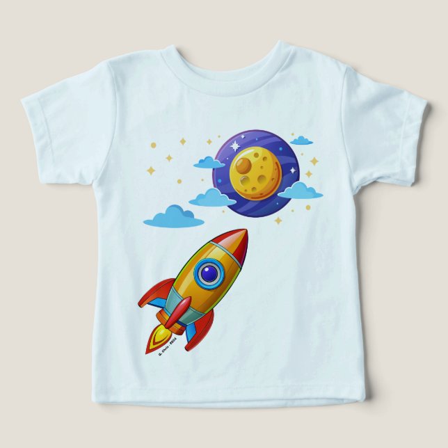 Moon Astronaut Rocket Ship Kids T - Shirt (Design Vorderseite)