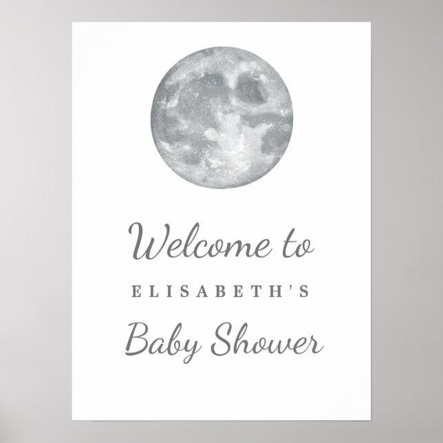 Moon Baby Dusche Begrüßungsanzeige Download Poster (Vorne)