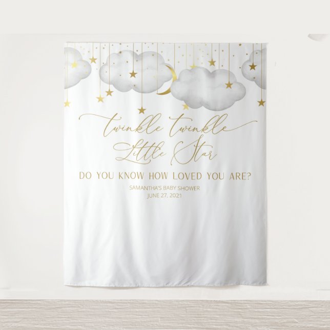 Moon Baby Dusche Hintergrund, Twinkle Little Star Wandteppich (Vorderseite)