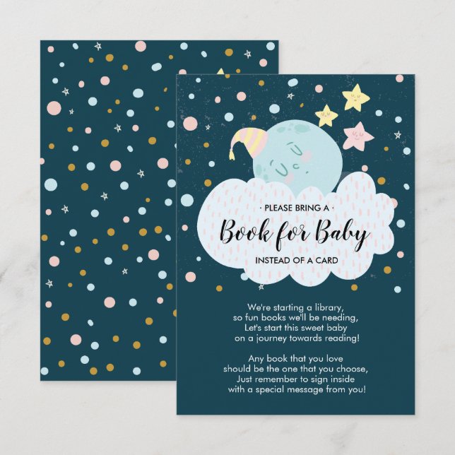 Moon Baby Shower Book for Baby Card Einladung (Vorne/Hinten)