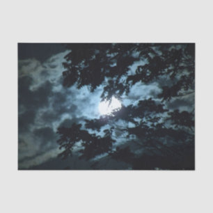 Moon beleuchtet die Nacht hinter Baumzweigen Seidenpapier