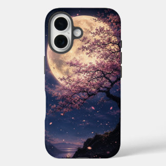 Moon Blossom - 幻想月夜の桜シルエット iPhone 16 Hülle