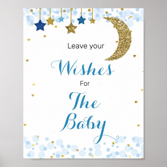 Moon blue Baby Shooting Wish Wish for Baby Sign Poster (Vorne)