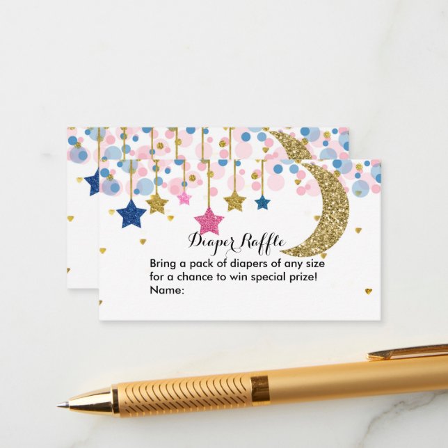 Moon Blue Pink Diaper Umschließung C Begleitkarte (Vorderseite/Rückseite Beispiel)
