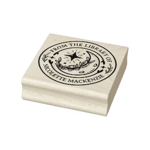 Moon Blume Hand Illustrierte Bibliothek Briefmarke Gummistempel