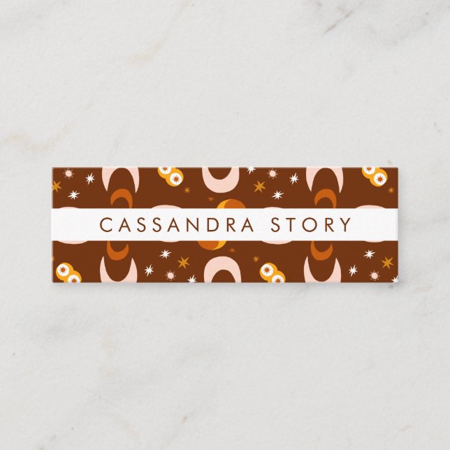 Moon Blume Moderne Patternskarte Mini Visitenkarte (Vorderseite)