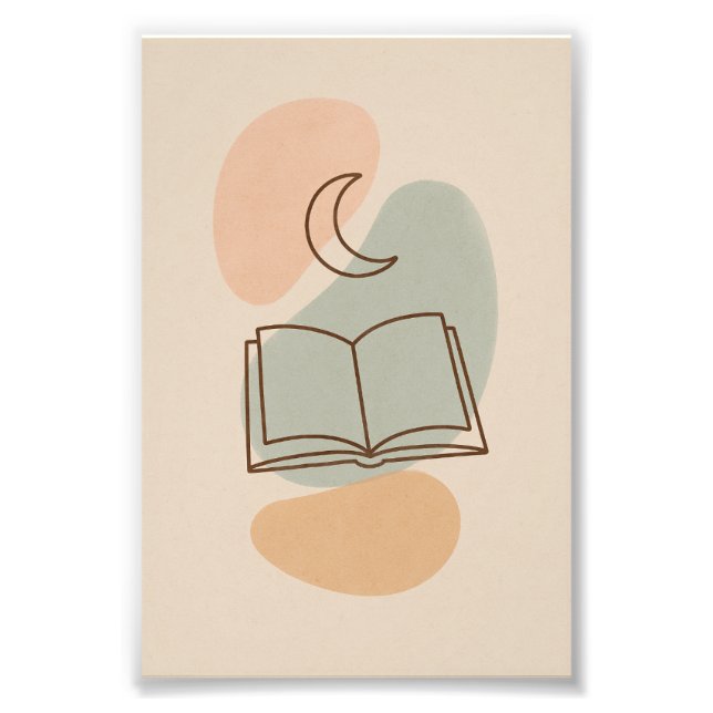 Moon & Book Minimalistisch Poster (Vorne)