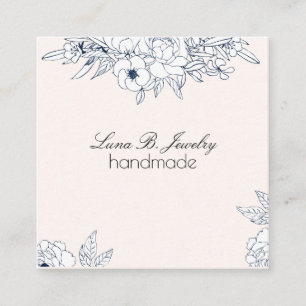Moon & Botanical Art Blue Gran Quadratische Visitenkarte