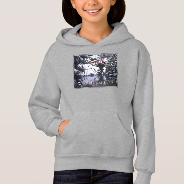 Moon Bridge & Pond im Winter | Seattle, Washington Hoodie (Vorderseite)