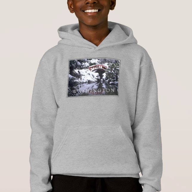 Moon Bridge & Pond im Winter | Seattle, Washington Hoodie (Vorderseite)