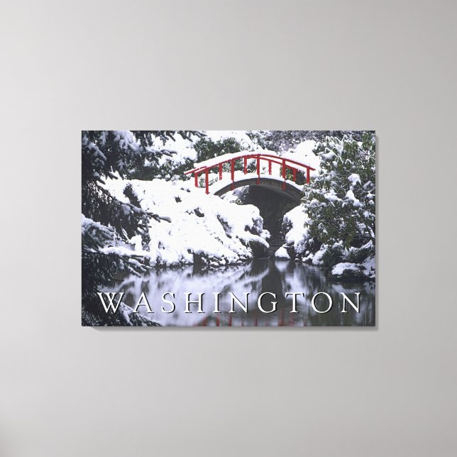 Moon Bridge & Pond im Winter | Seattle, Washington Leinwanddruck (Vorderseite)