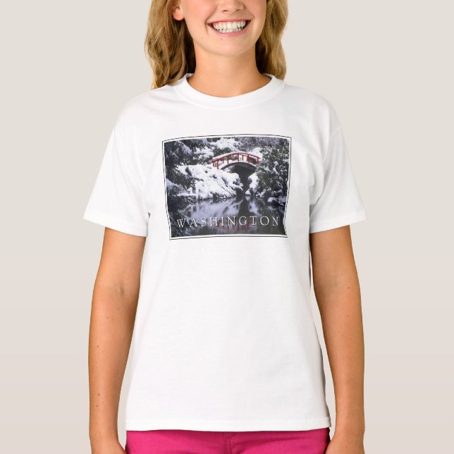 Moon Bridge & Pond im Winter | Seattle, Washington T-Shirt (Vorderseite)