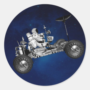 Moon Buggy Road Trip Space Travel Time Machine 70e Runder Aufkleber