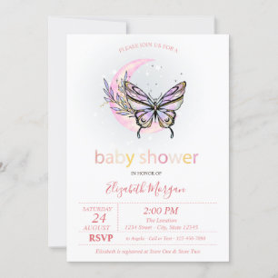 Moon Butterfly Dotted Baby Shower Einladung