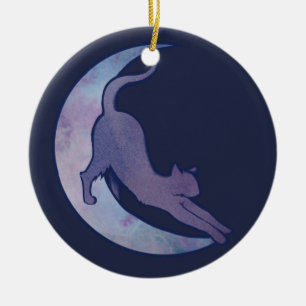 Moon Cat Design Retching Cats MoonChild Art Keramik Ornament