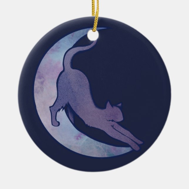Moon Cat Design Retching Cats MoonChild Art Keramik Ornament (Vorne)