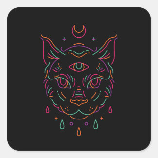 Moon Cat Quadratischer Aufkleber