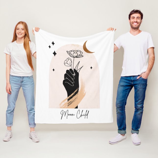 Moon Child Botanical Celestis Stars and Moon Fleecedecke (Beispiel)