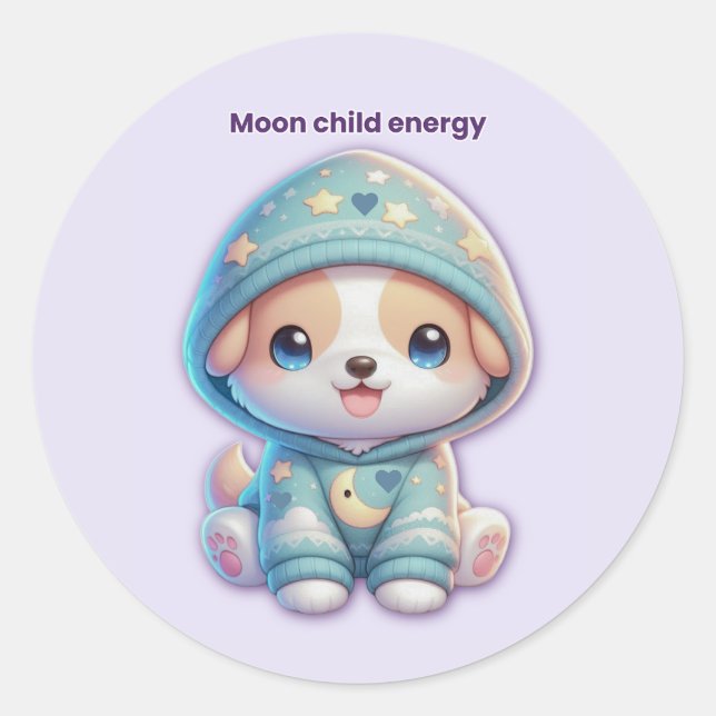 Moon Child Energy Dog Sticker (Vorderseite)