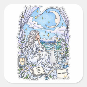 Moon Child™ Himmlischer Original-Charakter-Aufkl Quadratischer Aufkleber