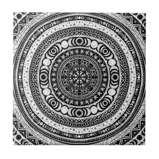 Moon Child Mandala Triple Moon Hexe Fliese (Vorderseite)