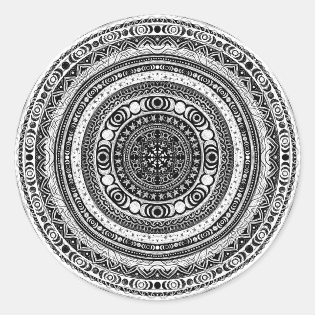 Moon Child Mandala Triple Moon Hexe Runder Aufkleber (Vorderseite)