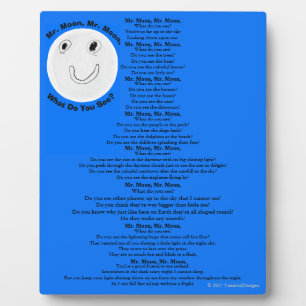 Moon Children's Gedicht Blue Black Fotoplatte