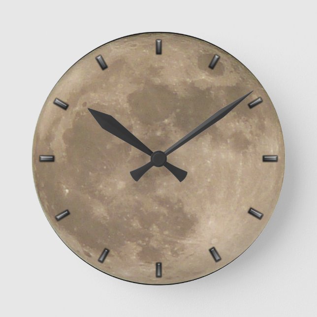Moon Clock Full Moon Wall Clocks Supermoon Decor Runde Wanduhr (Vorderseite)