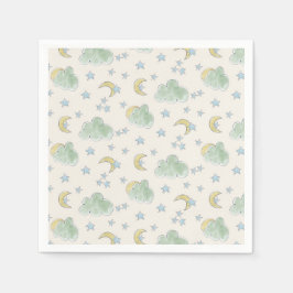 Moon Cloud Star Handgezeichnete Wasserfarben Kinde Serviette