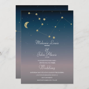 Moon Constellation Gold Foil Wedding Einladung