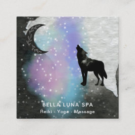 *~* Moon Cosmic .  Howling Wolf Rainbow Shaman  Quadratische Visitenkarte